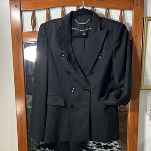 Vintage White House Black Hourglass Market Elegant  Academia Pinstriped Blazer 6